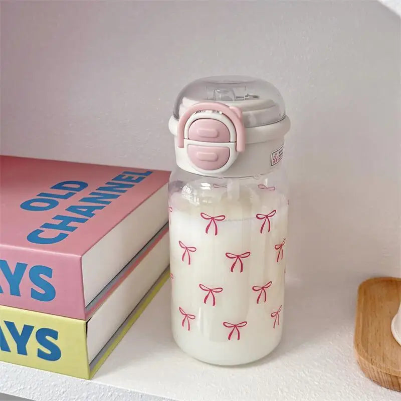 Cute Portable Water Bottle with Straw