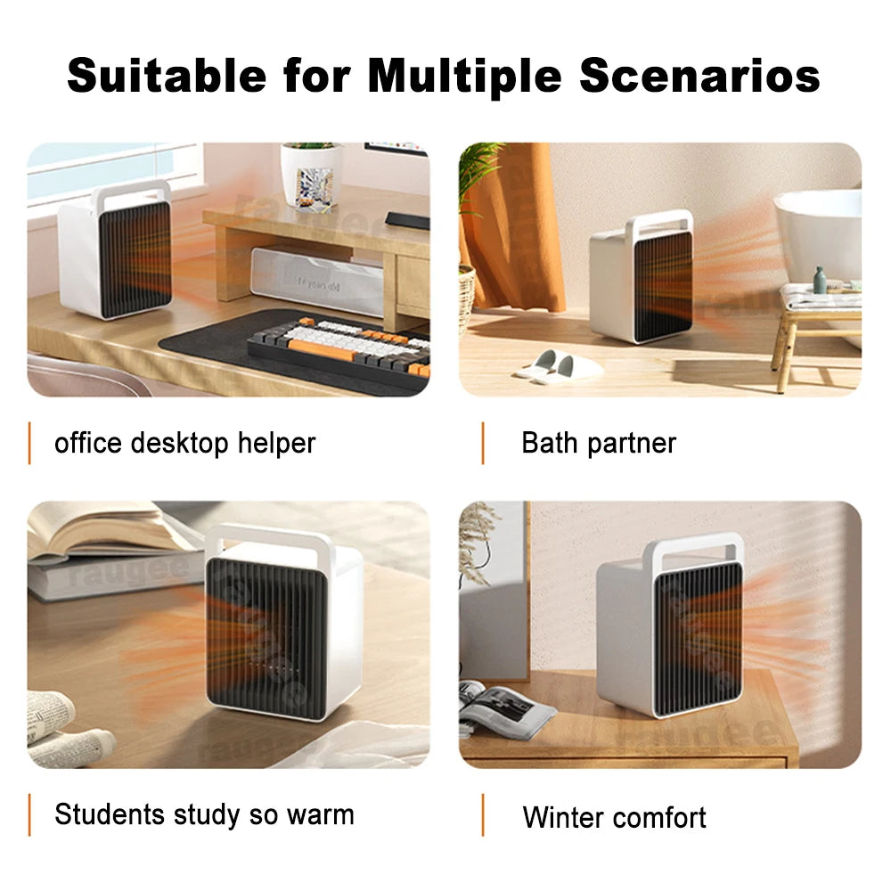 Mini Electric Heater For Room Household 600W Fast Heating Portable Desk Fan Warmer PTC-Ceramic Warm Air Bedroom Warming Machine