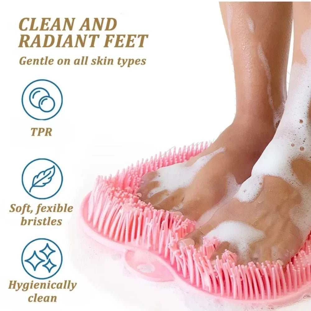 Silicone Exfoliating Bath Mat with Massage Brush