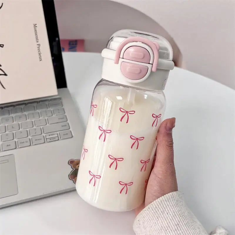 Cute Portable Water Bottle with Straw