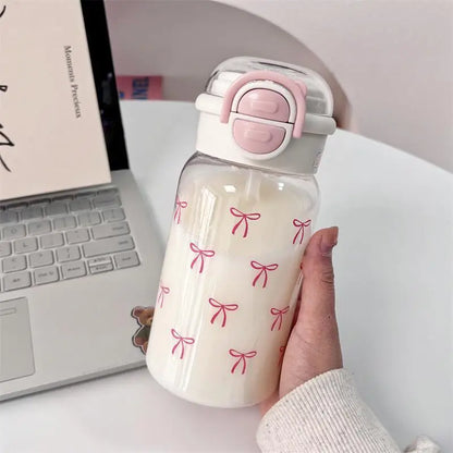 Cute Portable Water Bottle with Straw