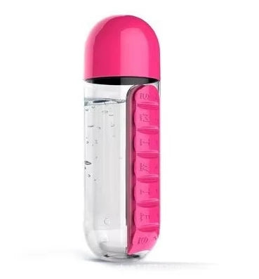 Portable Water Bottle with Built-In Pill Organizer