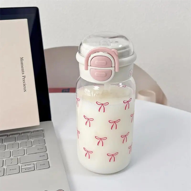 Cute Portable Water Bottle with Straw