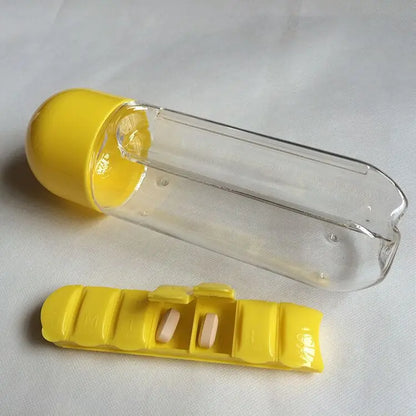 Portable Water Bottle with Built-In Pill Organizer