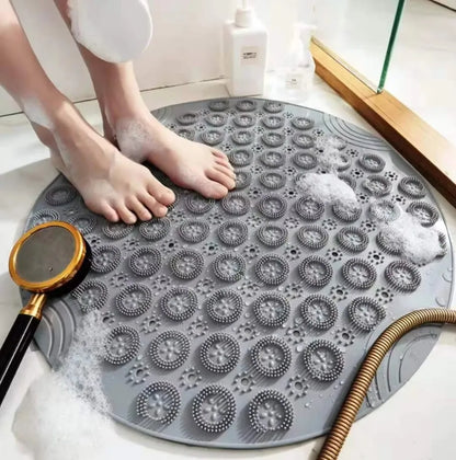 Round Non-Slip Shower Mat with Massage Loops