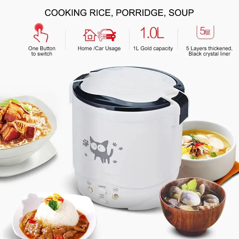 Electric Mini Rice Cooker for Home & Travel
