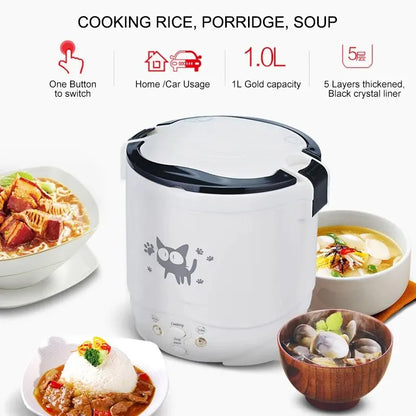 Electric Mini Rice Cooker for Home & Travel