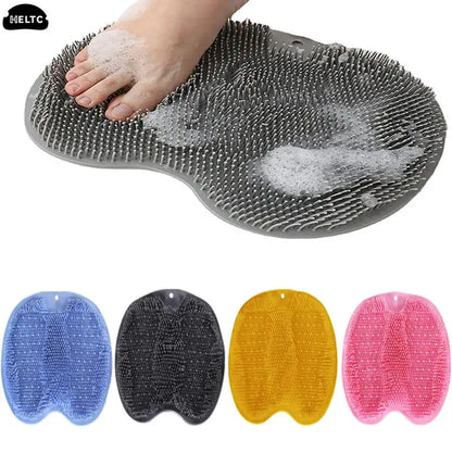 Non-Slip Bathroom Massage Mat with Foot Scrubber