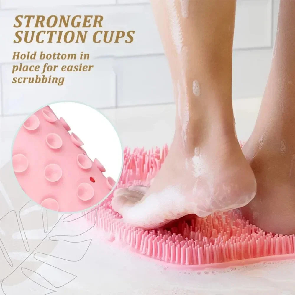 Silicone Exfoliating Bath Mat with Massage Brush