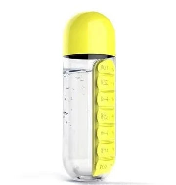 Portable Water Bottle with Built-In Pill Organizer