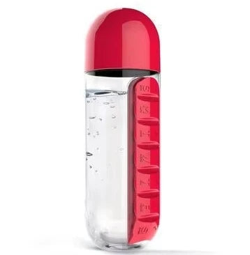 Portable Water Bottle with Built-In Pill Organizer